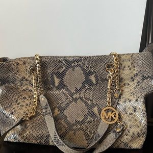 Micheal Kors snake skin patterned tote bag